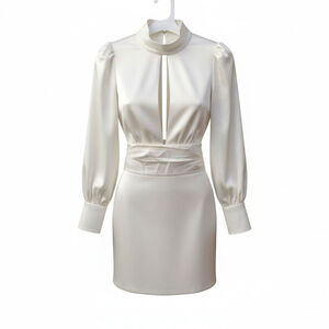 Finesse Elegant Ivory Satin Dress EUC